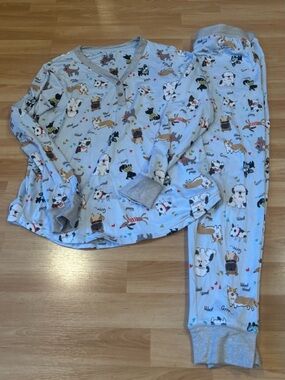 Cuddl Duds Light Blue Dog Print Pajama‎ Set